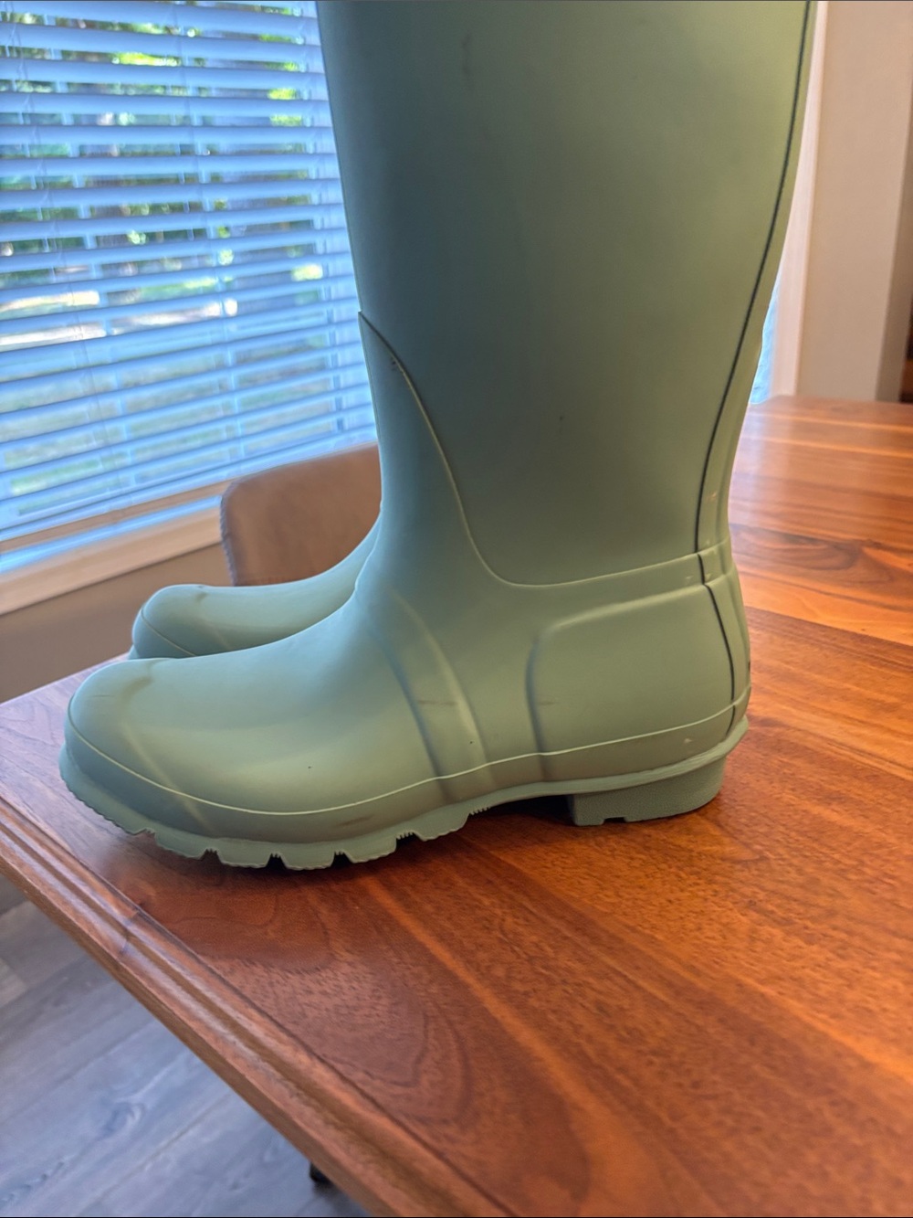 Hunter Seafoam Green Original Tall Rubber Rain Boots Women Size 9 - Picture 4 of 9